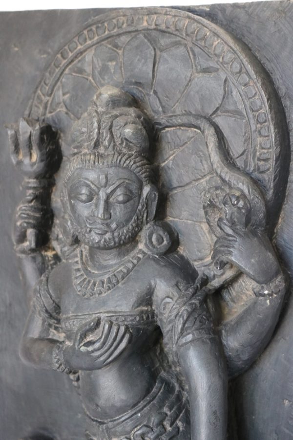 Hand carved stone Shiva with wood base from India - Image 5