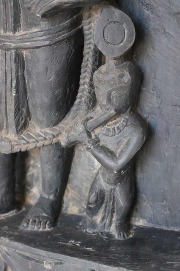 Hand carved stone Shiva with wood base from India - Image 6