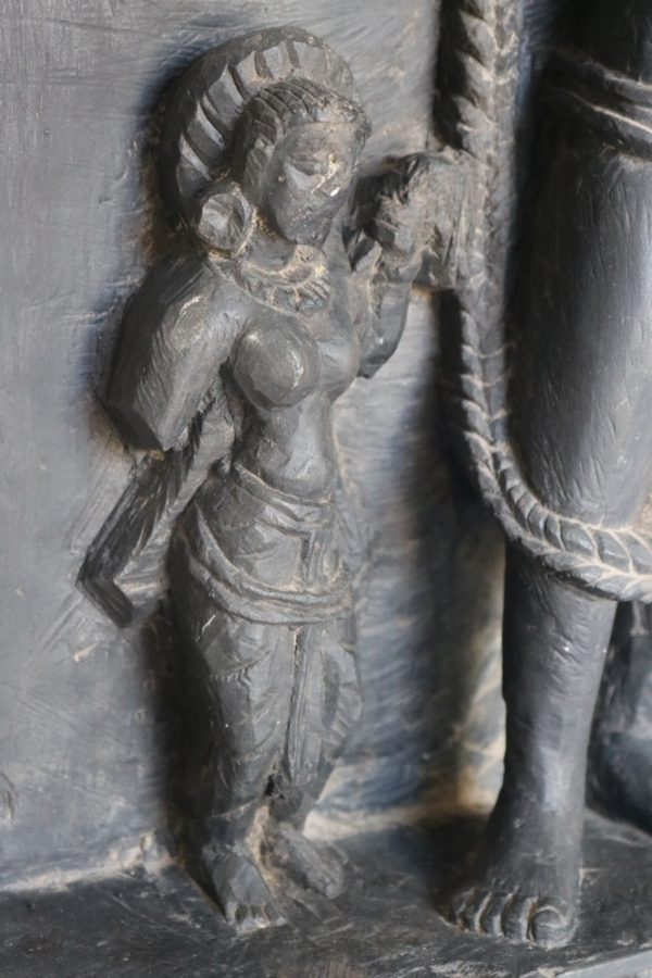 Hand carved stone Shiva with wood base from India - Image 7