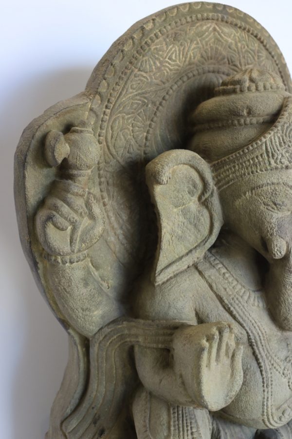 Hand carved stone lord ganesha with wood base from India - Image 5