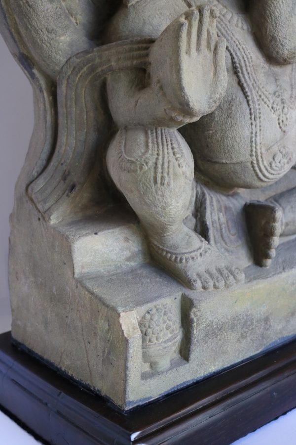 Hand carved stone lord ganesha with wood base from India - Image 6