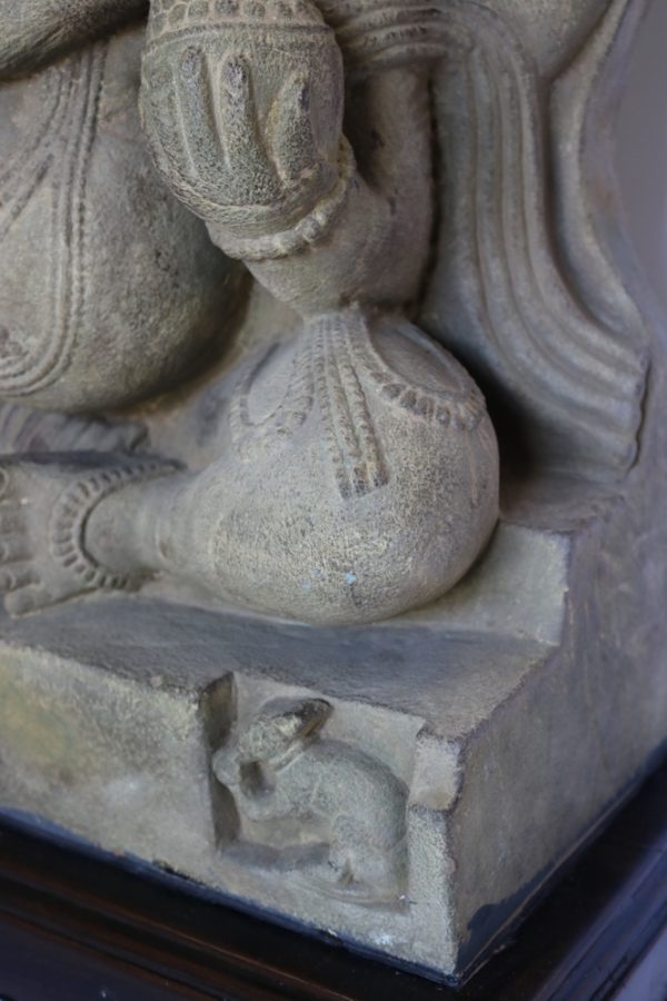 Hand carved stone lord ganesha with wood base from India - Image 7