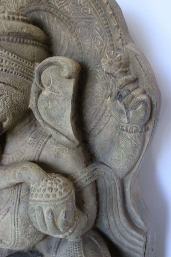 Hand carved stone lord ganesha with wood base from India - Image 10