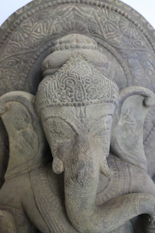 Hand carved stone lord ganesha with wood base from India - Image 11