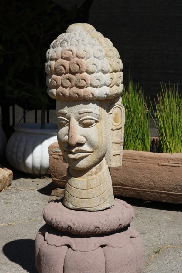 Hand carved stone head from India