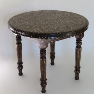 Wood and Bone Inlay Round Table