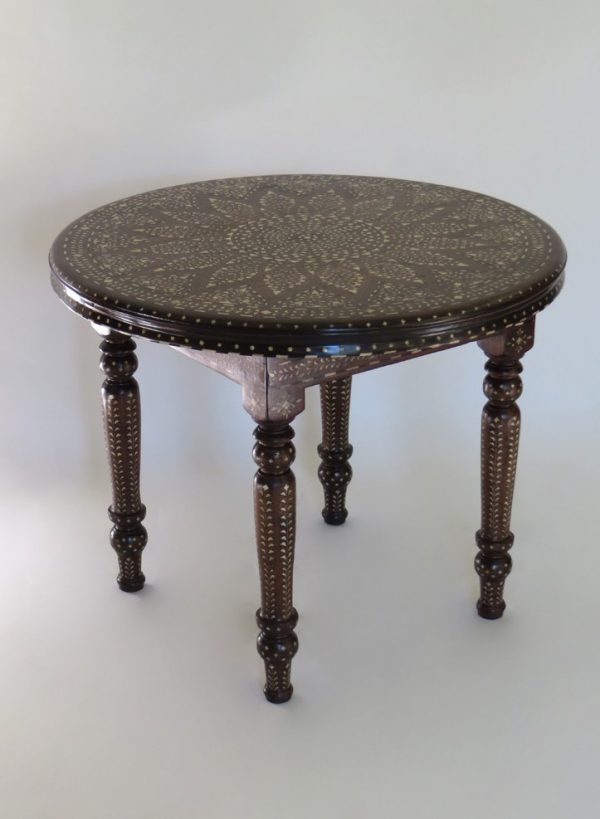 Wood and Bone Inlay Round Table