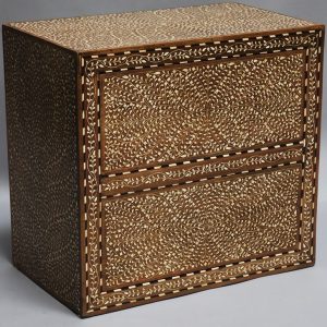 Wood and Bone Inlay Bedside Cabinet