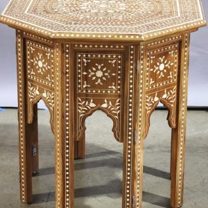 Wood and Bone Inlay Octagonal Side Table