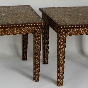 Wood and Bone Inlay Square Table