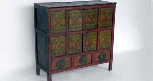 Tibetan Painted Wood Cabinet