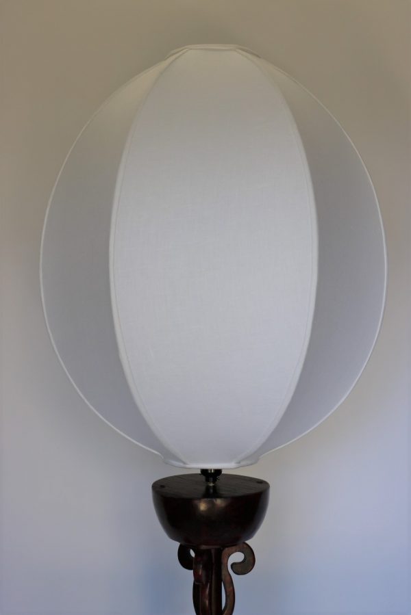 Red Lacquer Elm Wood Candle Stand with Moon Shade - Image 6