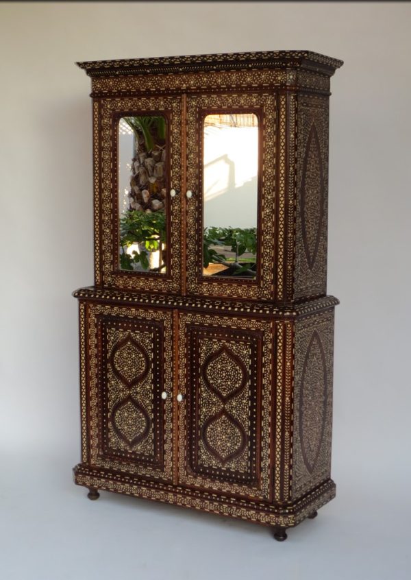 2-Part Teak Wood and Bone Inlay Almirah