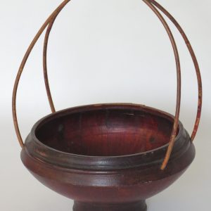 Lacquered Wooden Basket with Handle