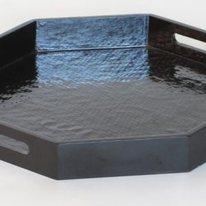 Black Lacquered Octagonal Tray with Handles