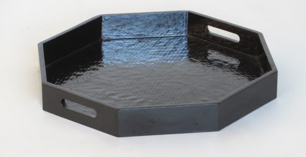 Black Lacquered Octagonal Tray with Handles