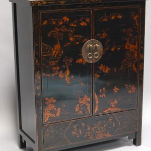 Black Lacquer and Gilt Painted Cabinet