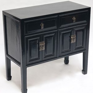 Elm Wood Black Lacquer Side Table