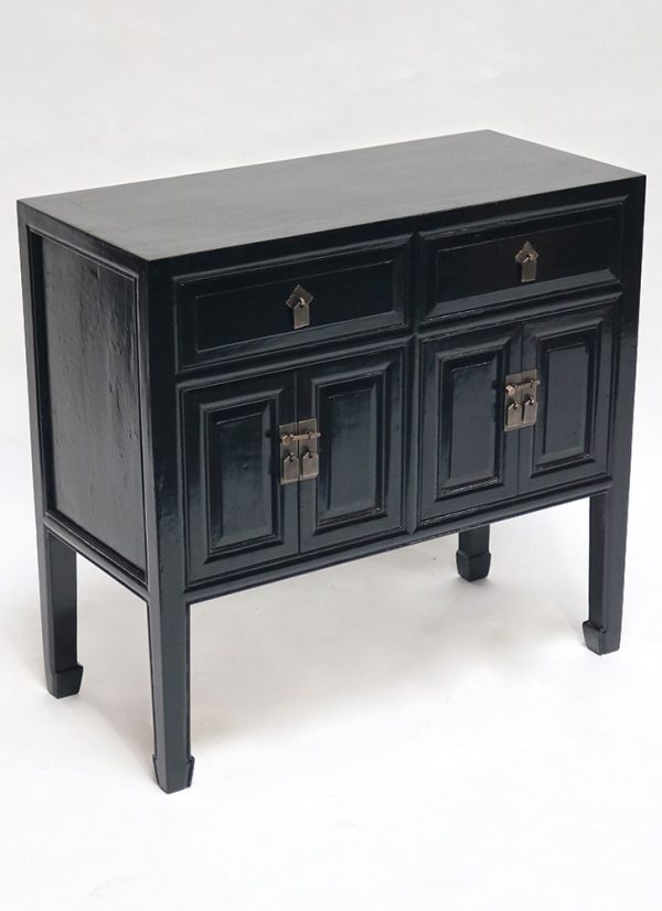Elm Wood Black Lacquer Side Table