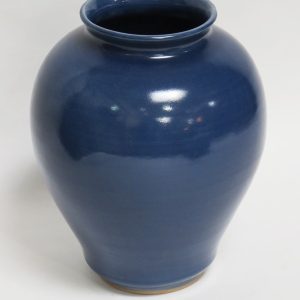 Hand Made Crackle Glaze Cobalt Blue Ceramic Vase from Chiang Mai, Thailand.