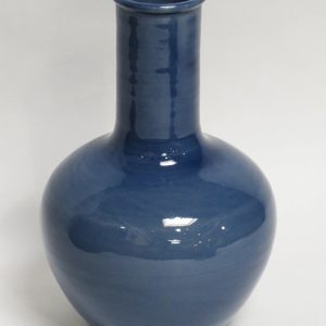 Hand Made Crackle Glaze Cobalt Blue Ceramic Vase from Chiang Mai, Thailand.