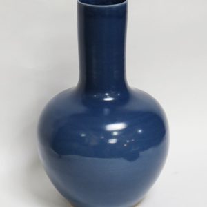 Hand Made Crackle Glaze Cobalt Blue Ceramic Vase from Chiang Mai, Thailand.