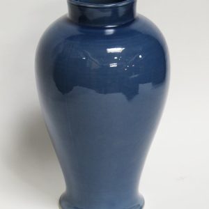 Hand Made Crackle Glaze Cobalt Blue Ceramic Vase from Chiang Mai, Thailand.