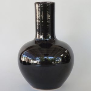 Hand Made Crackle Glaze Temmoku Ceramic Vase from Chiang Mai, Thailand.