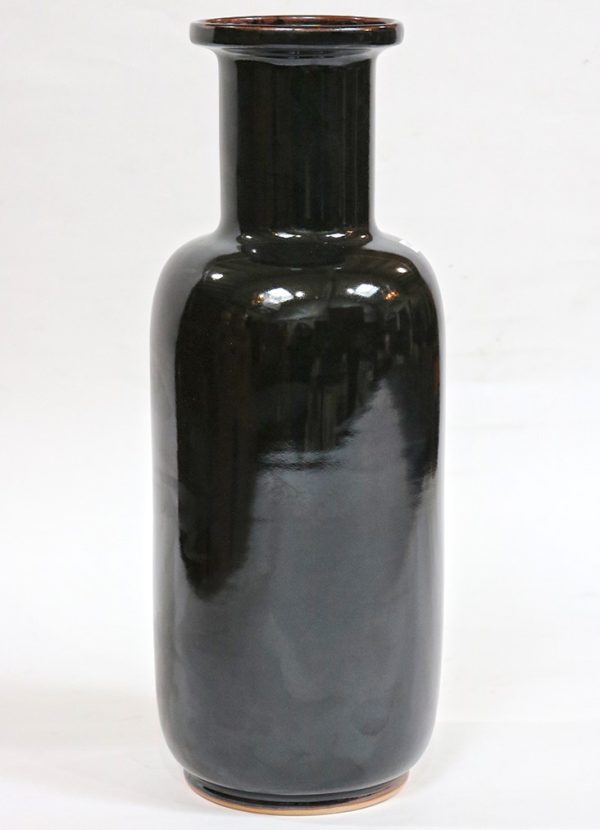 Hand Made Crackle Glaze Temmoku Ceramic Vase from Chiang Mai, Thailand.