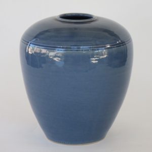 Hand Made Crackle Glaze Cobalt Blue Ceramic Vase from Chiang Mai, Thailand.