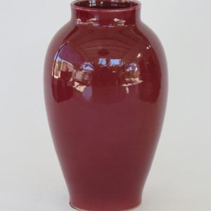 Hand Made Crackle Glaze Oxblood Ceramic Vase from Chiang Mai, Thailand.