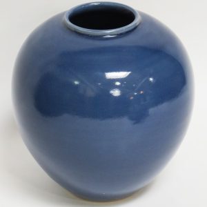 Hand Made Crackle Glaze Cobalt Blue Ceramic Vase from Chiang Mai, Thailand.