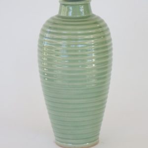 Hand Made Crackle Glaze Celadon Ceramic Vase from Chiang Mai, Thailand.