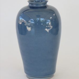 Hand Made Crackle Glaze Cobalt Blue Ceramic Vase from Chiang Mai, Thailand.