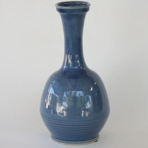 Hand Made Crackle Glaze Cobalt Blue Ceramic Vase from Chiang Mai, Thailand.