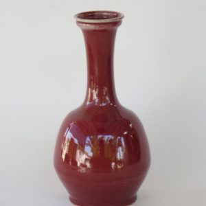 Hand Made Crackle Glaze Oxblood Ceramic Vase from Chiang Mai, Thailand.