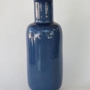 Hand Made Crackle Glaze Cobalt Blue Ceramic Vase from Chiang Mai, Thailand.