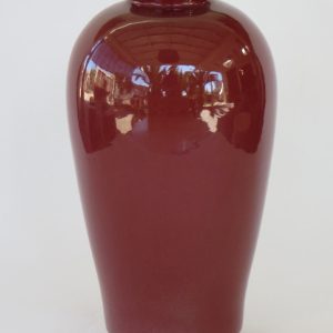 Hand Made Crackle Glaze Oxblood Ceramic Vase from Chiang Mai, Thailand.