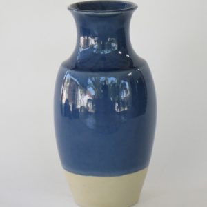 Hand Made Crackle Glaze Cobalt Blue Ceramic Vase from Chiang Mai, Thailand.