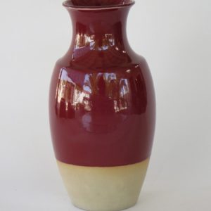 Hand Made Crackle Glaze Oxblood Ceramic Vase from Chiang Mai, Thailand.