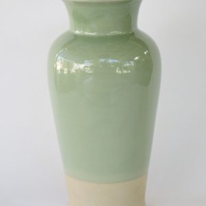 Hand Made Crackle Glaze Celadon Ceramic Vase from Chiang Mai, Thailand.