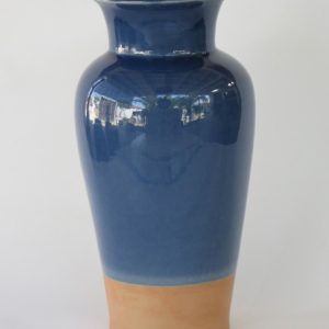 Hand Made Crackle Glaze Cobalt Blue Ceramic Vase from Chiang Mai, Thailand.