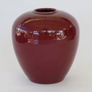 Hand Made Crackle Glaze Oxblood Ceramic Vase from Chiang Mai, Thailand.