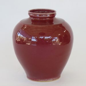 Hand Made Crackle Glaze Oxblood Ceramic Vase from Chiang Mai, Thailand.