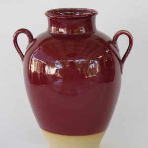 Hand Made Crackle Glaze Oxblood Ceramic Vase from Chiang Mai, Thailand.