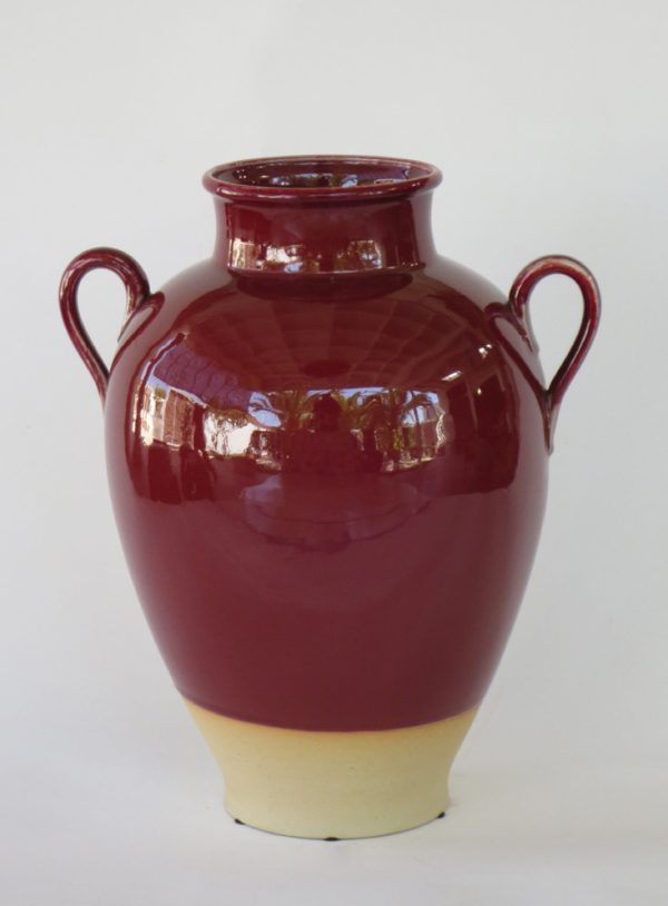Hand Made Crackle Glaze Oxblood Ceramic Vase from Chiang Mai, Thailand.