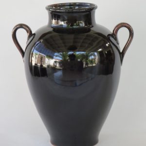 Hand Made Crackle Glaze Temmoku Ceramic Vase from Chiang Mai, Thailand.