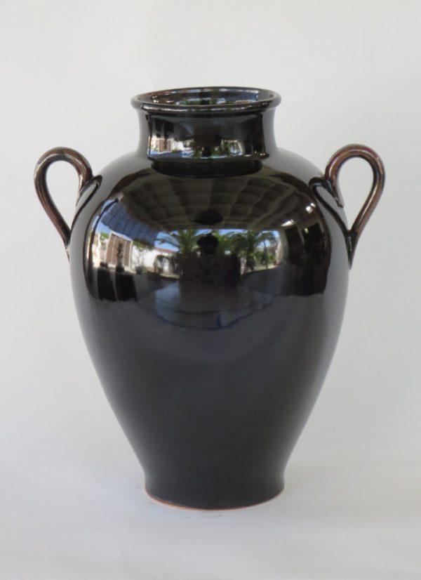 Hand Made Crackle Glaze Temmoku Ceramic Vase from Chiang Mai, Thailand.