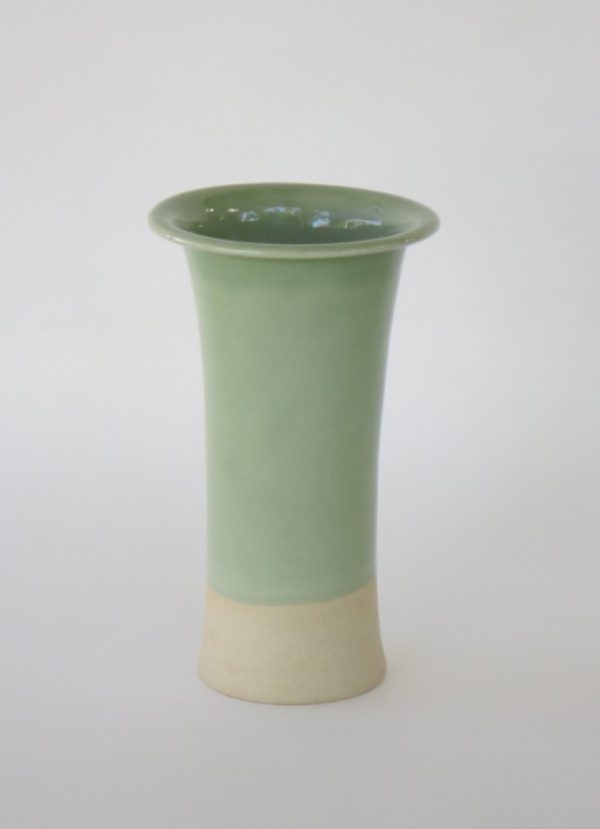 Hand Made Crackle Glaze Celadon Ceramic Vase from Chiang Mai, Thailand.