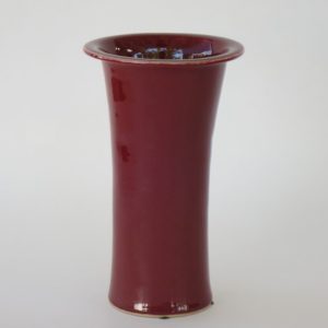 Hand Made Crackle Glaze Oxblood Ceramic Vase from Chiang Mai, Thailand.